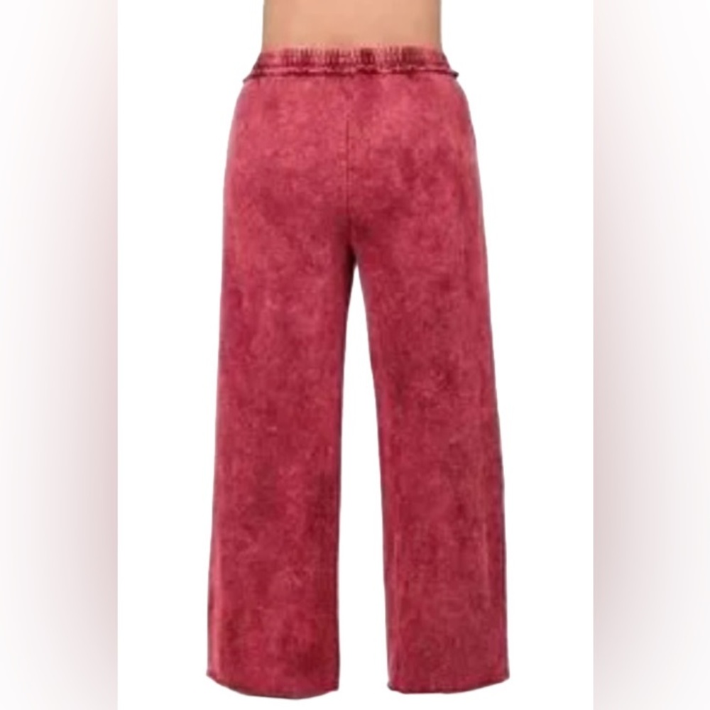 Zenana French Rose Mineral Wash Wide-Leg Pull-On Pants Size 3X - Picture 4 of 10
